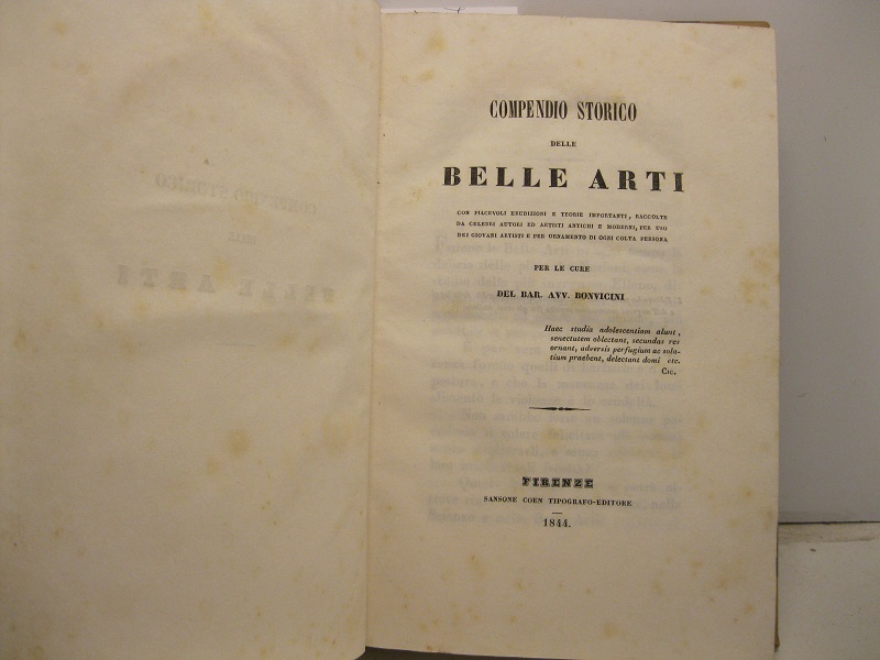 Compendio storico delle belle arti con piacevoli erudizioni e teorie importanti raccolte da celebri autori ed artisti anticho e moderni per uso dei giovani artisti e per ornamento di ogni colta persona